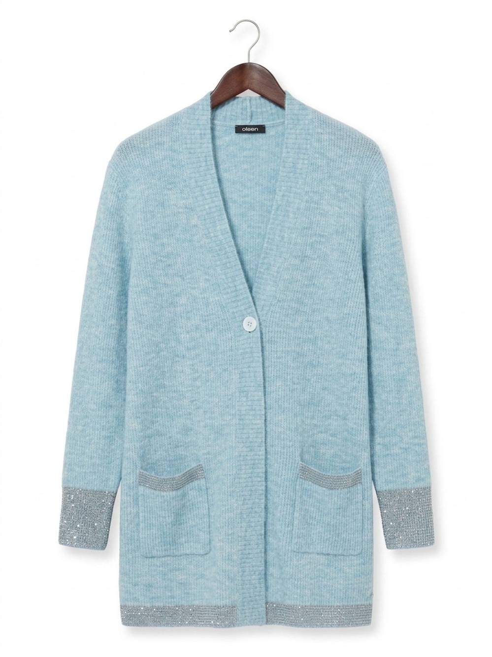 OLSEN Light Blue Long Cardigan Alpaca Wool Blend BNWOT